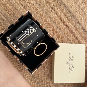 MacKenzie-Childs Black and Gold Checkered Mug